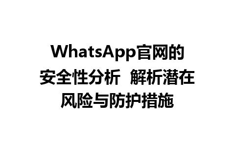 WhatsApp官网的安全性分析  解析潜在风险与防护措施