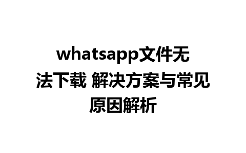 whatsapp文件无法下载 解决方案与常见原因解析