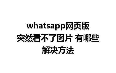 whatsapp网页版突然看不了图片 有哪些解决方法