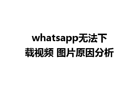 whatsapp无法下载视频 图片原因分析