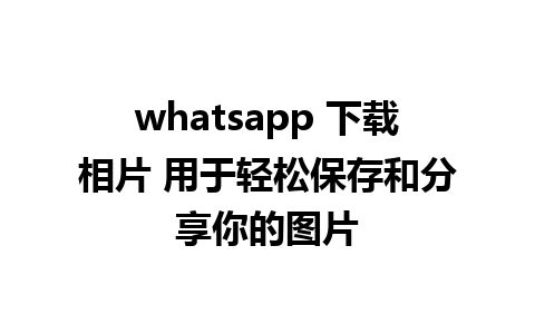 whatsapp 下载相片 用于轻松保存和分享你的图片