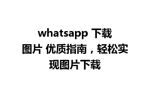 whatsapp 下载图片 优质指南，轻松实现图片下载