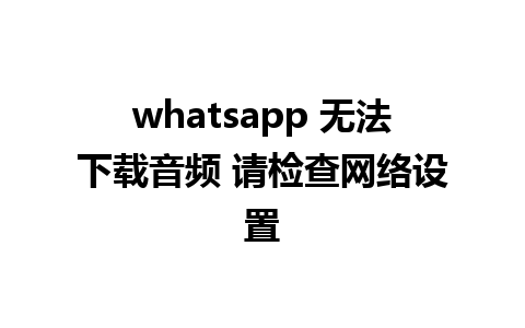 whatsapp 无法下载音频 请检查网络设置