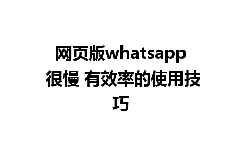 网页版whatsapp 很慢 有效率的使用技巧