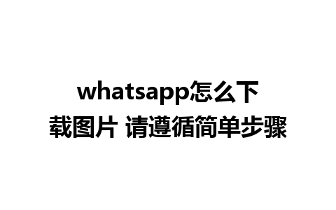 whatsapp怎么下载图片 请遵循简单步骤