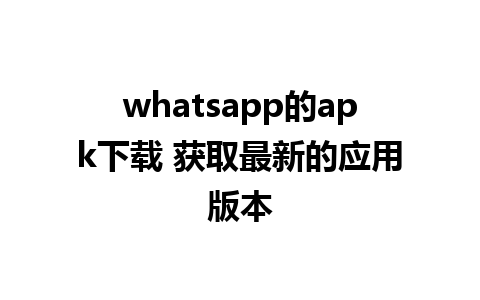 whatsapp的apk下载 获取最新的应用版本