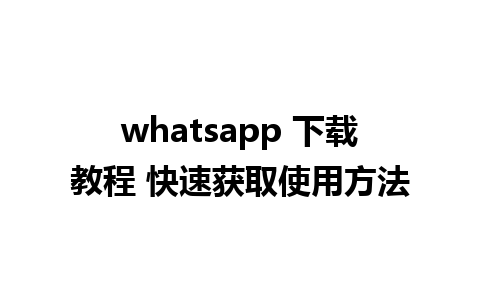 whatsapp 下载教程 快速获取使用方法