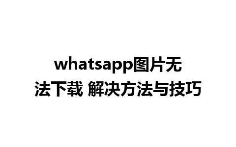 whatsapp图片无法下载 解决方法与技巧