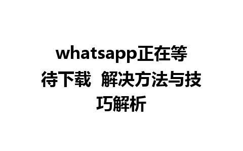 whatsapp正在等待下载  解决方法与技巧解析