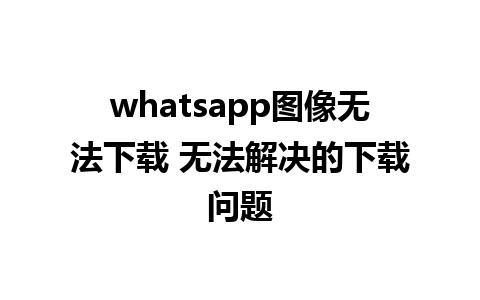 whatsapp图像无法下载 无法解决的下载问题