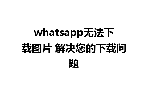 whatsapp无法下载图片 解决您的下载问题